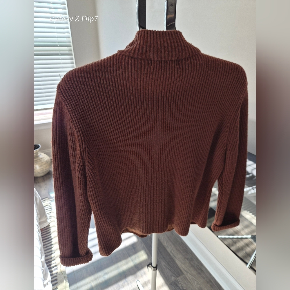 Valerie Separates Leather & Merino Wool Mixed Media Zip Jacket - Brown - XL - Picture 8 of 8